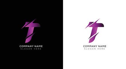 Gradient abstract letter T logo design