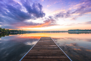 Fototapeta na wymiar Minnesota lake at sunset