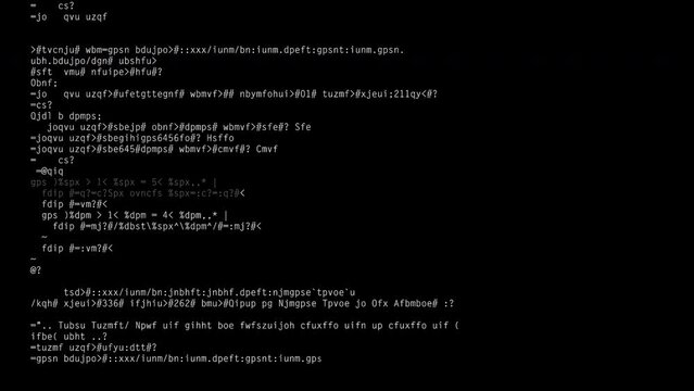 Encrypted fast scrolling programming security hacking code