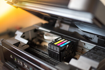 Fototapeta na wymiar Printer and ink changing 