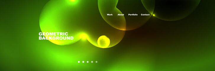 Neon glowing bubbles, circles magic energy space light concept, abstract background wallpaper design