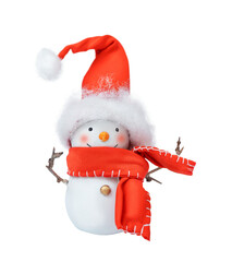 Snowman in hat and scarf isolated