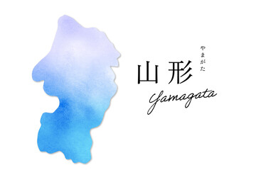 山形県の手描き水彩地図｜Yamagata Prefecture Hand-Drawn Watercolor Map for Tourism and Education