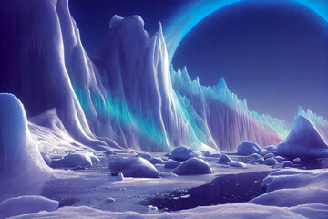 landscape with snow. generative ai