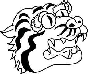 Tiger face sticker vector.Tiger head traditional tattoo.Vector of Japanese tiger for sticker or printing on T-shirt.
