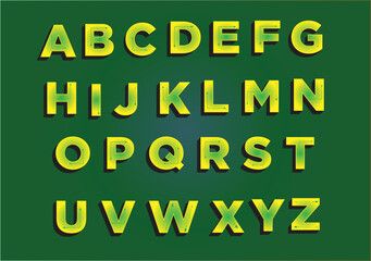 Fluorescent Yellow, Alphabet Letters font, 3D font