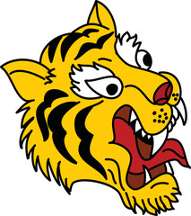 Tiger face sticker vector.Tiger head traditional tattoo.Vector of Japanese tiger for sticker or printing on T-shirt.