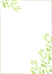 watercolor green leaves  wedding or birthday invitation card template