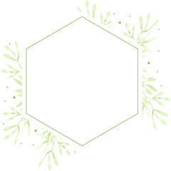 watercolor green leaves wreath frame for logo or banner