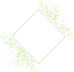 watercolor green leaves wreath frame for logo or banner