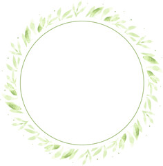 watercolor green leaves wreath frame for logo or banner
