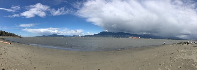 Panoramic view of Jericho Beach in Vancouver, British Columbia, Canada.