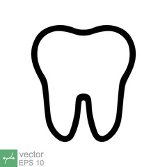 Tooth icon. Simple outline style. Dental treatment and tooth care, health oral, dentistry, toothache medical concept. Thin line vector illustration isolated on white background. EPS 10.