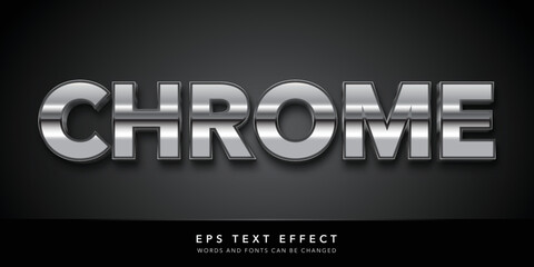 chrome 3d editable text effect - obrazy, fototapety, plakaty
