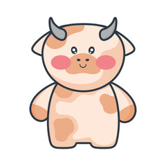 Fototapeta premium cute cow kawaii animal