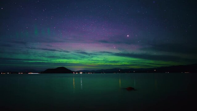Time lapse of the northern lights as seen from North Idaho, near Sandpoint