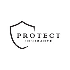 Abstract shield with text logo design for insurance company