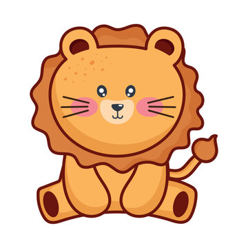 cute lion kawaii animal