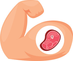 The concept of demonstrating the benefits of healthy eating. The hand against which a piece of meat. 