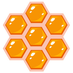 Honey comb in the form of a logo. On white background