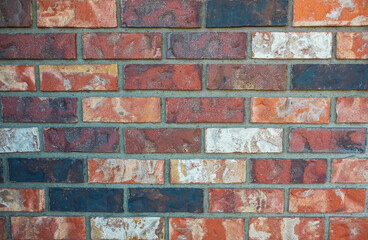 Old brick wall background, brick wall texture, structure. old brick, cement joints, close-up. construction, repair.
