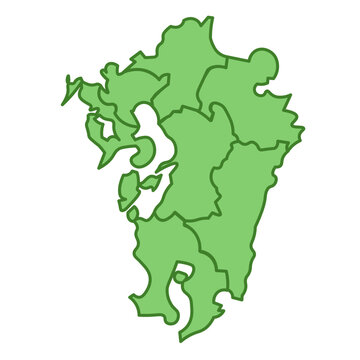 九州のかわいい地図　県境付き