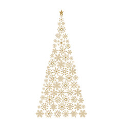 Illustration of a Christmas tree. A Christmas tree made of snowflakes. Vector illustration on a white background.