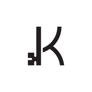 Letter K, Secure Logo With Key Symbol