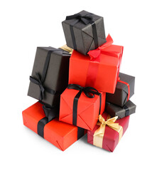 Beautiful gift boxes on white background. Black Friday sale