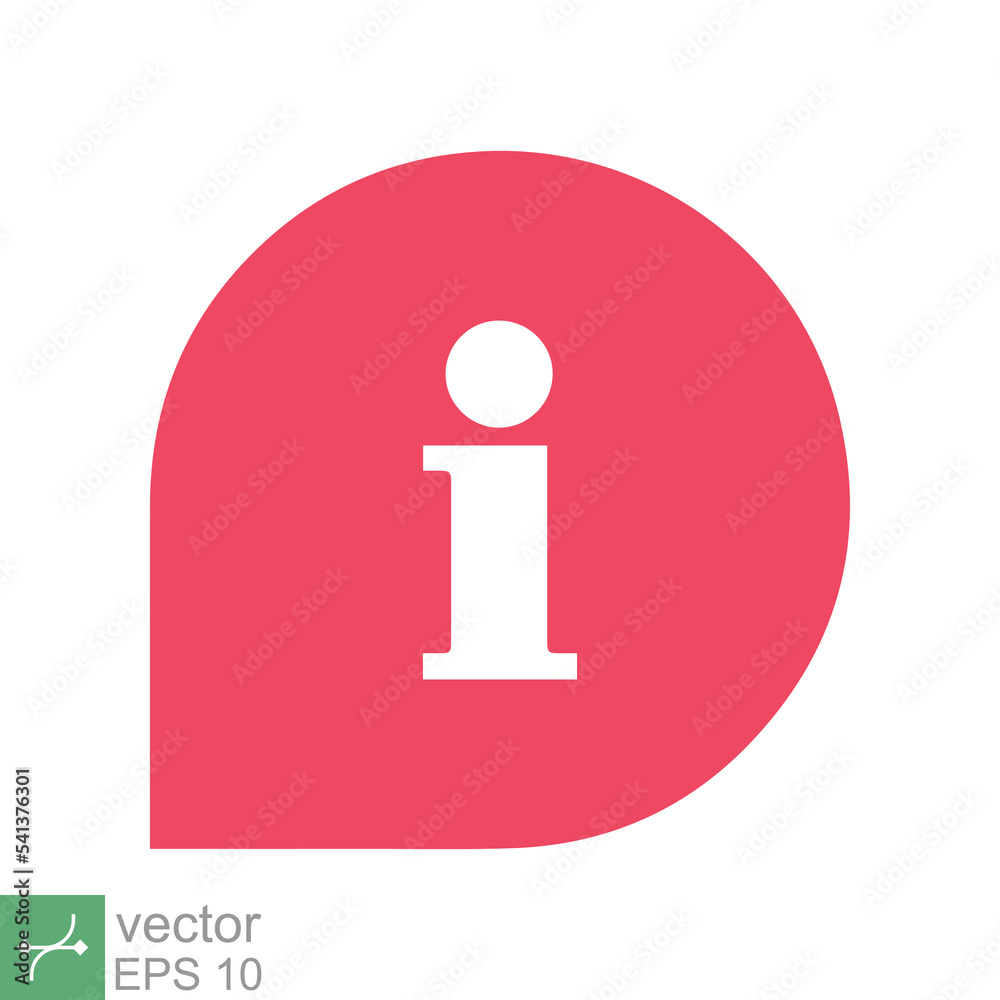 Wall mural information bubble speech icon. simple flat style. info help sign mark, inform, pictogram, red ballo