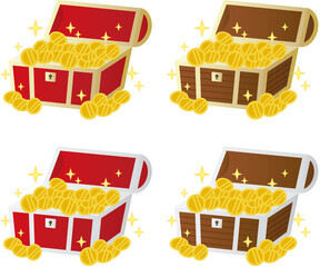  宝箱とコインのイラスト