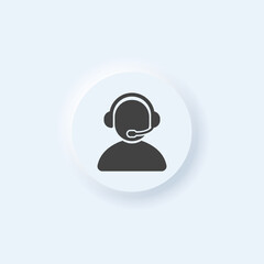 Vector neumorphic style Customer Call Support button for UI design