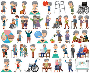 Collection of elderly people icons