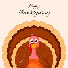 Vector illustration for Happy Thanksgiving day banner with Turkey