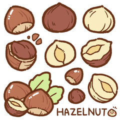 hazelnut cartoon drawing set