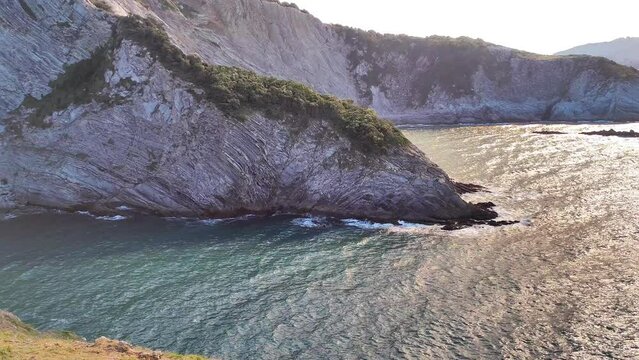 Wild cliffs on the coast of Gorliz in Basque Country, Northern Spain