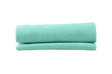 blue towel rolled up in a tube, isolate, transparent background