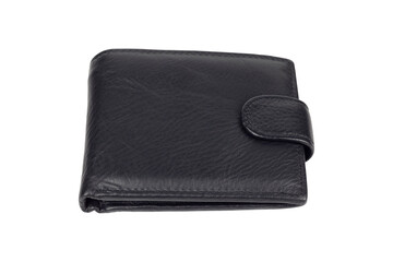 men's, leather black wallet, isolate, transparent background