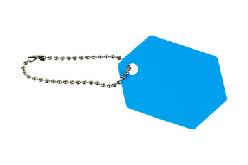 Blue tag with chain on isolate