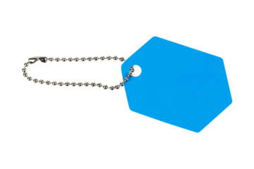 Blue tag with chain on isolate