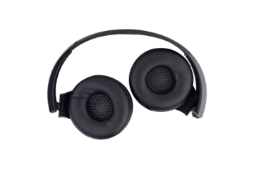 Folding headphones assembled . Headphone product photo, isolate, transparent background