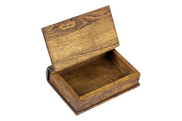 old wooden box, casket, opened. Isolate