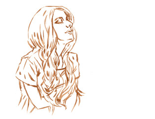 woman with eyes closed coffee painting for card illustration decoration