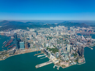 Obraz premium Drone fly over Hong Kong city