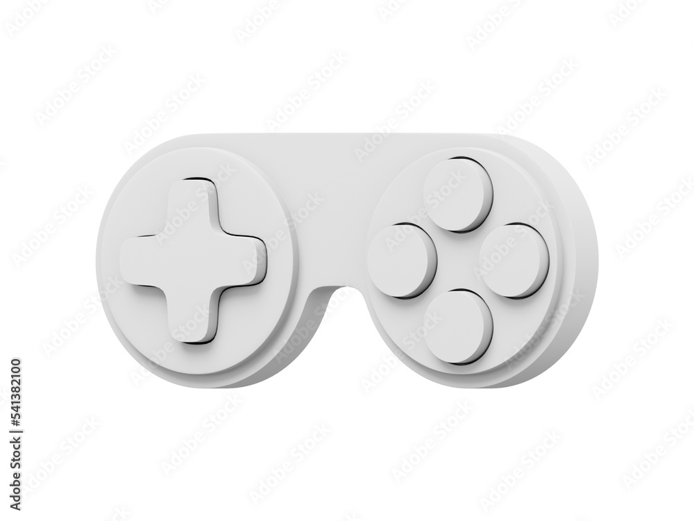 Poster minimalistic console game controller. whitr isolated icon on white background. 3d rendering.
