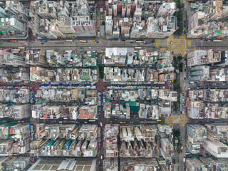 Top down view of Hong Kong city - obrazy, fototapety, plakaty