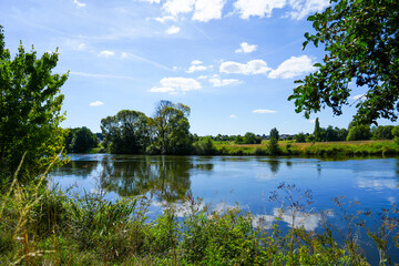Landscape at the Fulda. Nature by the river.
