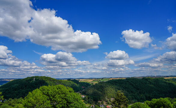 Landscape near Marsberg. View of nature with hills and forests.
