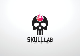 Deadly Hops Brewery Logo Design Template With Bearded Skull. Vector Illustration.