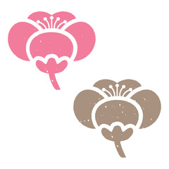 和風版画スタンプ　シンプルな梅の花2種類